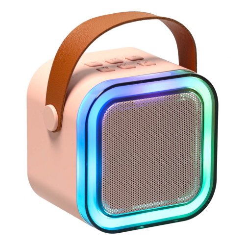 KIK KX3379 Karaoke Bluetooth reproduktor 6 W, bezdrôtový mikrofón, ružový