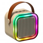 KIK KX3379 Karaoke Bluetooth reproduktor 6 W, bezdrôtový mikrofón, béžový
