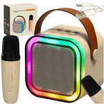KIK KX3379 Karaoke Bluetooth reproduktor 6 W, bezdrôtový mikrofón, béžový