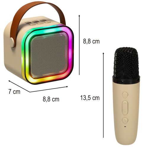 KIK KX3379 Karaoke Bluetooth reproduktor 6 W, bezdrôtový mikrofón, béžový