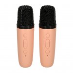 KIK KX3377 Karaoke Bluetooth reproduktor 6 W, 2x bezdrôtový mikrofón, ružový