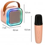 KIK KX3377 Karaoke Bluetooth reproduktor 6 W, 2x bezdrôtový mikrofón, ružový