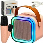 KIK KX3377 Karaoke Bluetooth reproduktor 6 W, 2x bezdrôtový mikrofón, ružový