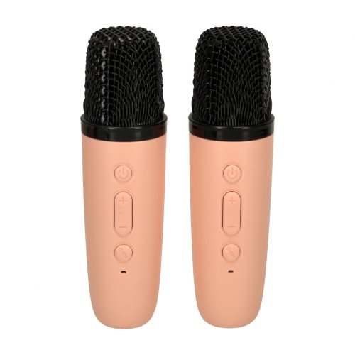 KIK KX3377 Karaoke Bluetooth reproduktor 6 W, 2x bezdrôtový mikrofón, ružový
