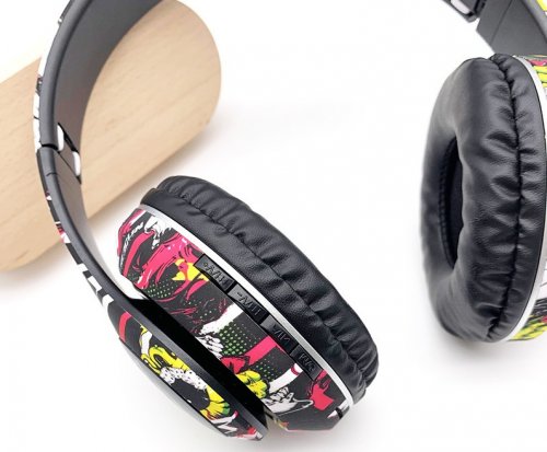 KIK KX3380 Bezdrôtové slúchadlá graffiti, Bluetooth 5.1 čierne