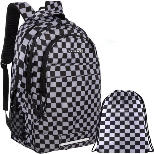 Kruzzel 24530 Školní batoh 22 L, šachovnicový 2 v 1