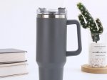 Gordon G870 Termohrnček s uchom a slamkou, nerez, 1200 ml, tmavo šedá