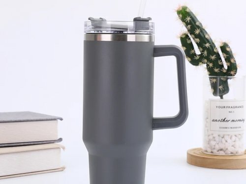 Gordon G870 Termohrnček s uchom a slamkou, nerez, 1200 ml, tmavo šedá
