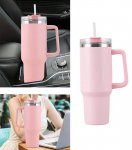 Gordon G870 Termohrnček s uchom a slamkou, nerez, 1200 ml, ružová
