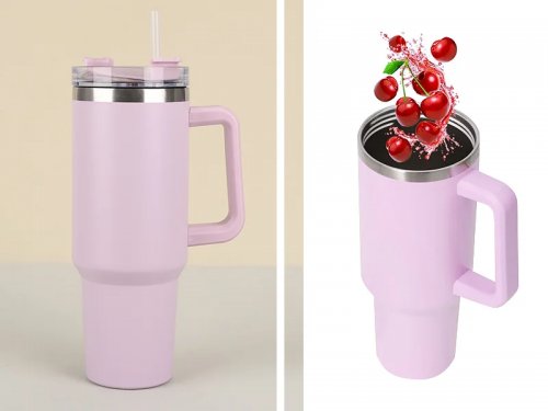Gordon G870 Termohrnček s uchom a slamkou, nerez, 1200 ml, ružová