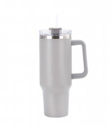 Gordon G870 Termohrnček s uchom a slamkou, nerez, 1200 ml, svetlo šedá