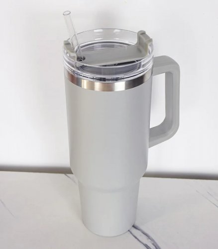 Gordon G870 Termohrnček s uchom a slamkou, nerez, 1200 ml, svetlo šedá