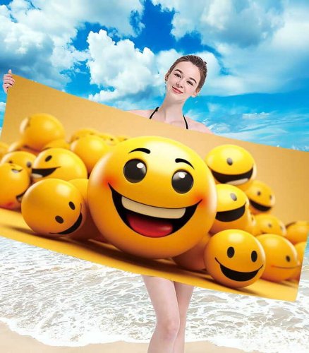 Gordon H89 Plážová osuška rychleschnoucí z mikrovlákna, Emoji, 100 x 180 cm 