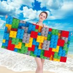 Gordon H60 Plážová osuška rýchloschnúca z mikrovlákna, kocky II, 100 x 180 cm
