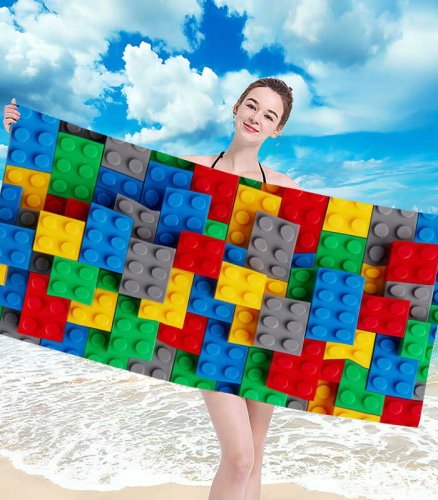 Gordon H60 Plážová osuška rýchloschnúca z mikrovlákna, kocky II, 100 x 180 cm