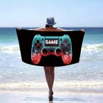 Gordon H4 Plážová osuška rýchloschnúca z mikrovlákna, gamepad, 100 x 180 cm