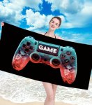 Gordon H4 Plážová osuška rýchloschnúca z mikrovlákna, gamepad, 100 x 180 cm