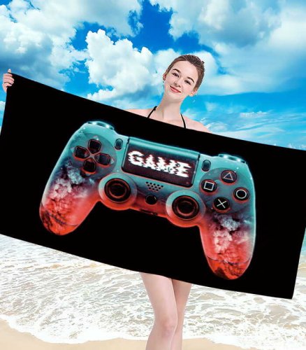 Gordon H4 Plážová osuška rýchloschnúca z mikrovlákna, gamepad, 100 x 180 cm