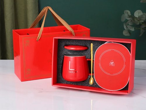 Gordon G912 Elektrický ohrievač šálky 15 W + šálka a lyžička, červený