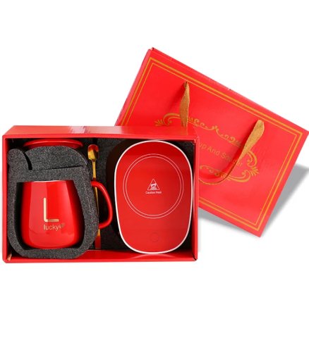 Gordon G912 Elektrický ohrievač šálky 15 W + šálka a lyžička, červený