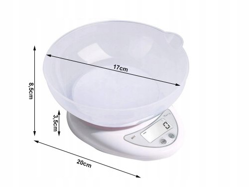 Verk 17123 Digitální kuchyňská váha s miskou 5kg/1g, stříbrná