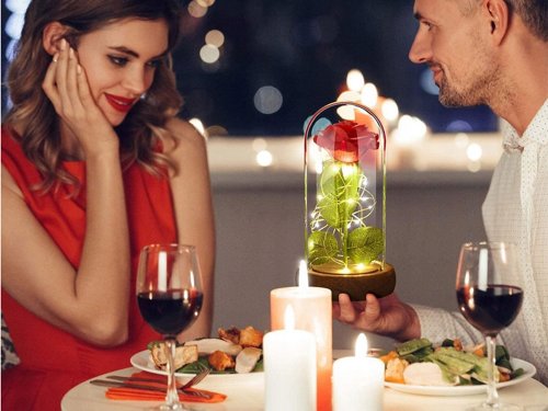 Verk 26106 LED růže ve skleněné váze