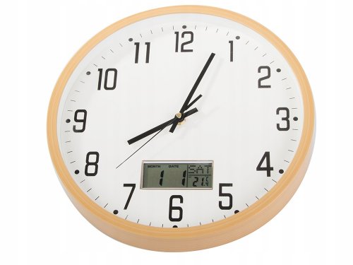 Verk 27457 Analógové nástenné hodiny s kalendárom, 30 cm, hnedé