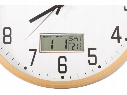 Verk 27457 Analógové nástenné hodiny s kalendárom, 30 cm, hnedé