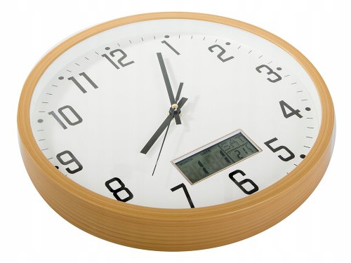Verk 27457 Analógové nástenné hodiny s kalendárom, 30 cm, hnedé