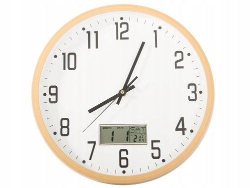 Verk 27457 Analógové nástenné hodiny s kalendárom, 30 cm, hnedé