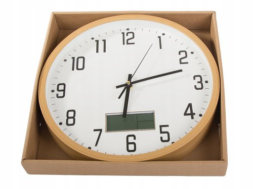 Verk 27457 Analógové nástenné hodiny s kalendárom, 30 cm, hnedé