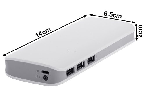 Verk 06348 PowerBank 10 00 0MAH 3x USB, kábel USB + LED baterka