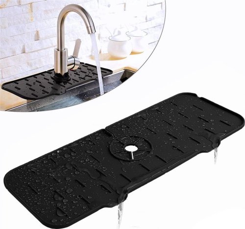 Pronett XJ5540 Silikonový odkapávač na dřez 37 cm, černá