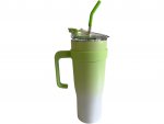 Pronett XJ5556 Termohrnček s uchom a slamkou, nerez, 1200 ml, ombre zelený