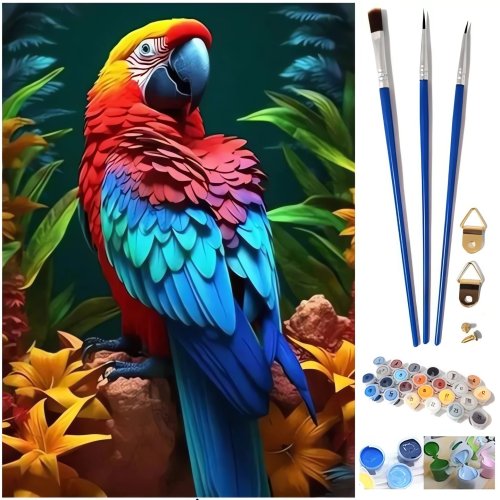 Pronett XJ5577 Maľba podľa čísel - papagáj 40 x 50 cm