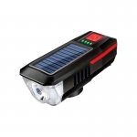 Verk 14491 USB LED svetlo na bicykel s klaksónom a solárnym nabíjaním, oranžové
