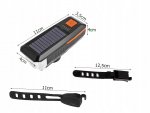 Verk 14491 USB LED svetlo na bicykel s klaksónom a solárnym nabíjaním, oranžové