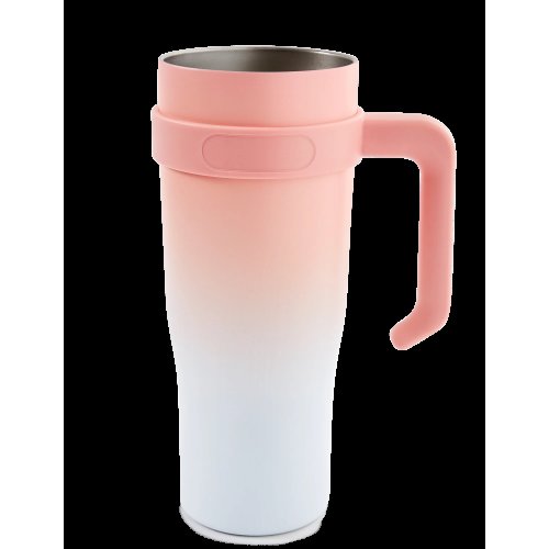 Pronett XJ5556 Termohrnek s uchem a brčkem, nerez, 1200 ml, ombre růžový