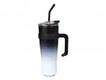 Pronett XJ5556 Termohrnček s uchom a slamkou, nerez, 1200 ml, ombre čierny