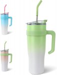 Pronett XJ5556 Termohrnček s uchom a slamkou, nerez, 1200 ml, ombre čierny