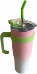 Pronett XJ5556 Termohrnček s uchom a slamkou, nerez, 1200 ml, ombre čierny