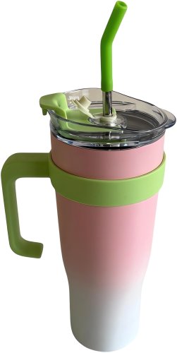 Pronett XJ5556 Termohrnček s uchom a slamkou, nerez, 1200 ml, ombre čierny