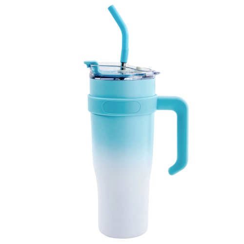 Pronett XJ5556 Termohrnček s uchom a slamkou, nerez, 1200 ml, ombre čierny