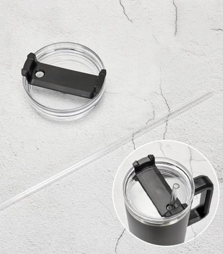 Pronett XJ5555 Termohrnek s uchem a brčkem, nerez, 1200 ml, černý