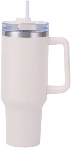 Pronett XJ5555 Termohrnek s uchem a brčkem, nerez, 1200 ml, černý