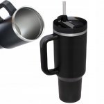 Pronett XJ5555 Termohrnek s uchem a brčkem, nerez, 1200 ml, bílý