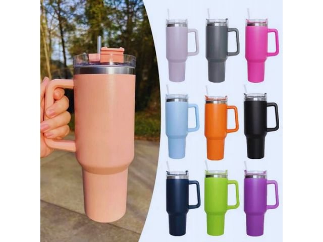 Pronett XJ5555 Termohrnček s držadlom a slamkou, nerez, 1200 ml, biely