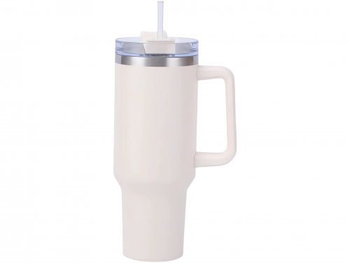 Pronett XJ5555 Termohrnek s uchem a brčkem, nerez, 1200 ml, bílý