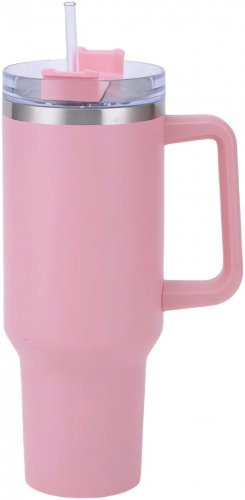 Pronett XJ5555 Termohrnek s uchem a brčkem, nerez, 1200 ml, bílý