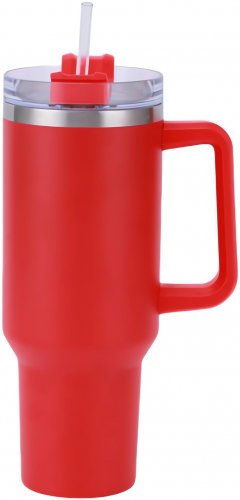 Pronett XJ5555 Termohrnek s uchem a brčkem, nerez, 1200 ml, bílý